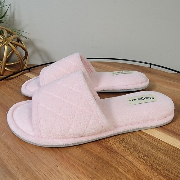Dearfoams Microfiber Terry Slide Slippers in Fresh Pink Size 7 / 8 - Picture 11 of 17
